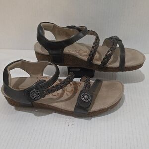 Aetrex Jillian Women's Braided Strap Sandals - Black Size 9.5